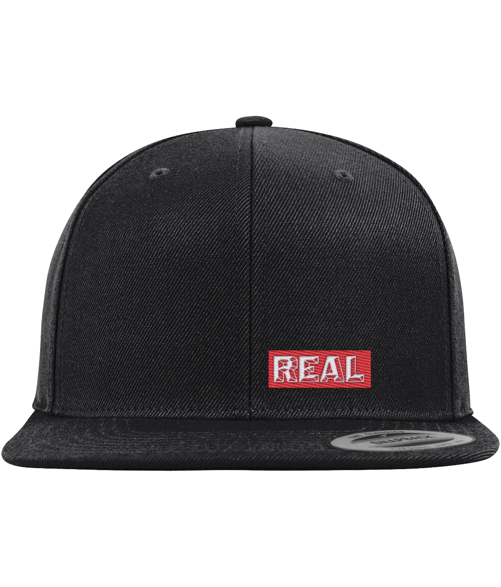 Snapback cap, REAL (small) white on red